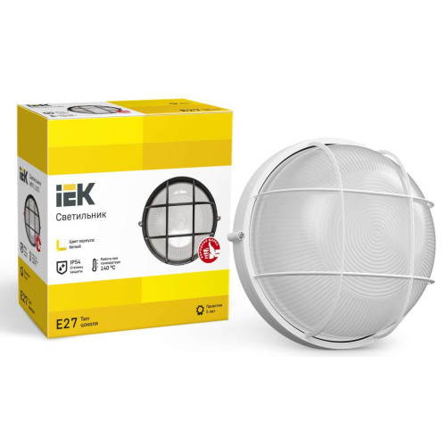 Светильник НПП1102 круг с решеткой 100Вт IP54 черный IEK