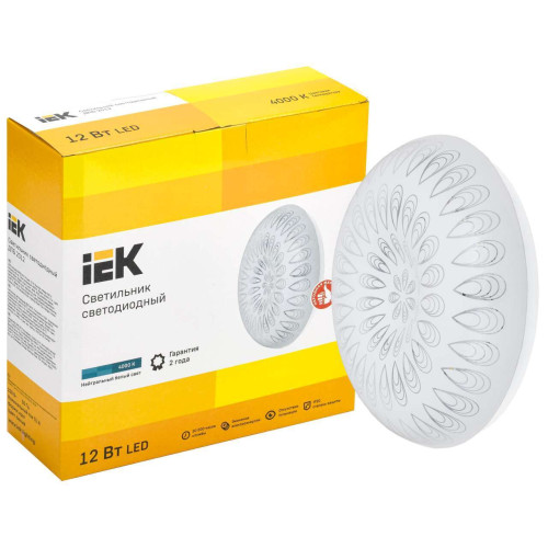 Светильник светодиодный ДПБ 2012 12Вт IP20 4000К круг белый IEK