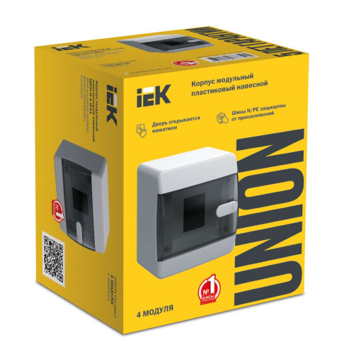 UNION Compact Корпус пластиковый ЩРН-П-4 IP41 черная прозрачная дверь IEK