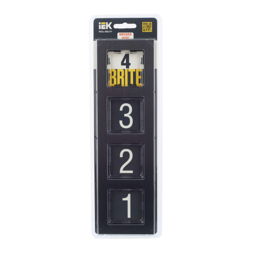 BRITE Рамка 4 -местная РУ-4-1-БрЧ металл черный IEK