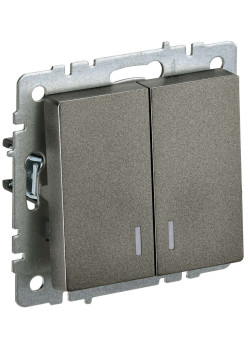 BRITE Выключатель 2-клавишный с индикацией 10А ВС10-2-1-БрТБ темная бронза IEK