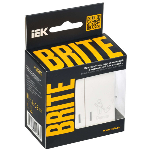 BRITE Выключатель 2-клавишный с индикацией для отелей 10А ВС10-2-9-БрЖ жемчуг IEK