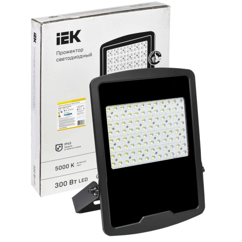 Прожектор светодиодный СДО 08-300 PRO 40х90град 5000К IP65 черный IEK