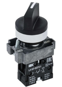 Переключатель LA167-BDF21 на 2 положения 1NO черный IEK