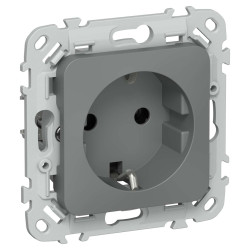 FLITE Розетка с заземлением без защитных шторок безвинтовое крепление 16А РС11-1-ФлМА мокрый асфальт IEK