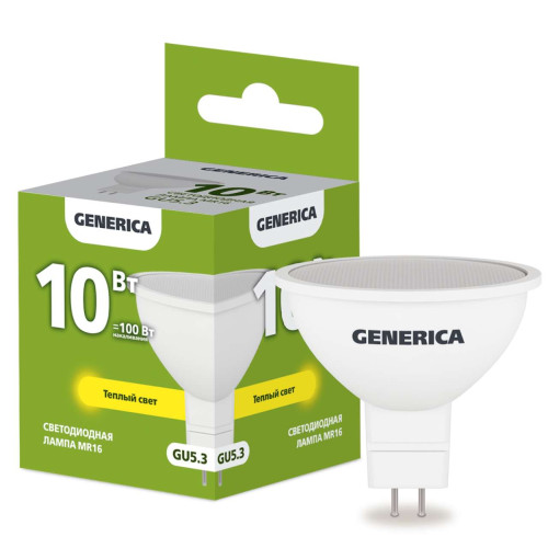 Лампа светодиодная MR16 софит 10Вт 230В 3000К GU5.3 GENERICA