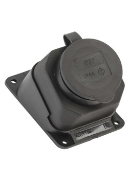 РБу13-1-0м Розетка с защитной крышкой угловая настенная ОМЕГА IP44 каучук IEK