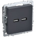 BRITE Розетка USB A+A 5В 3,1А РЮ10-1-БрГ графит IEK