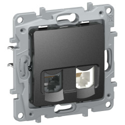 IEKETIKA Розетка двойная RJ11+RJ45 кат.5E UTP 6726521 антрацит IEK