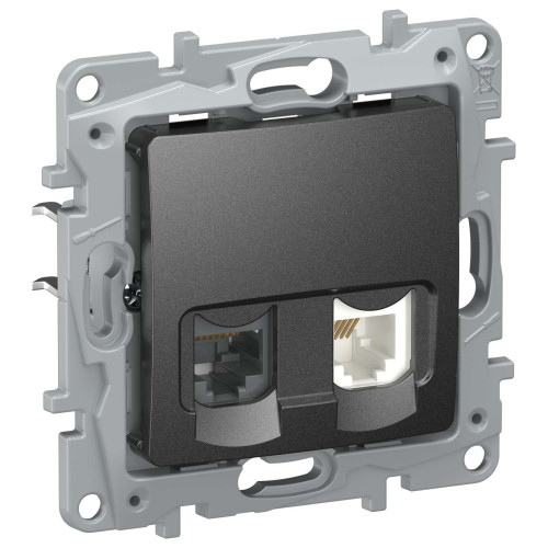 IEKETIKA Розетка двойная RJ11+RJ45 кат.5E UTP 6726521 антрацит IEK