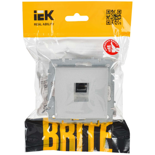BRITE Розетка компьютерная RJ45 кат.6 РК11-БрА алюминий IEK