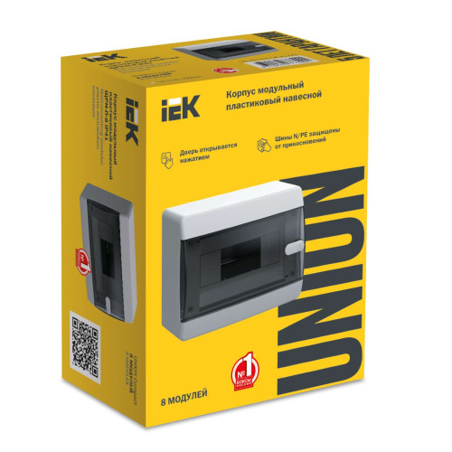 UNION Compact Корпус пластиковый ЩРН-П-8 IP41 черная прозрачная дверь IEK