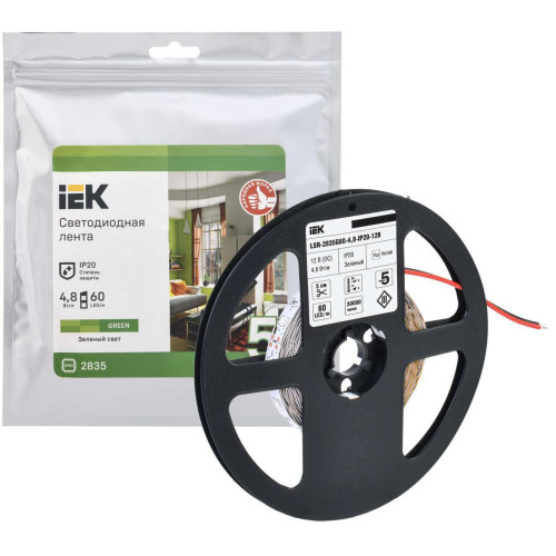 Лента светодиодная 5м LSR-2835G60-4,8-IP20-12В IEK