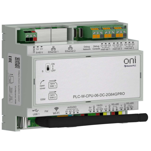 ПЛК W.CPU 6 IO 2ГБ RAM 64ГБ ROM 24В DC специального промышленного исполнения ONI