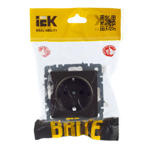 BRITE Розетка 1-местная с заземлением без защитных шторок 16А РС11-1-0-БрТБ темная бронза IEK