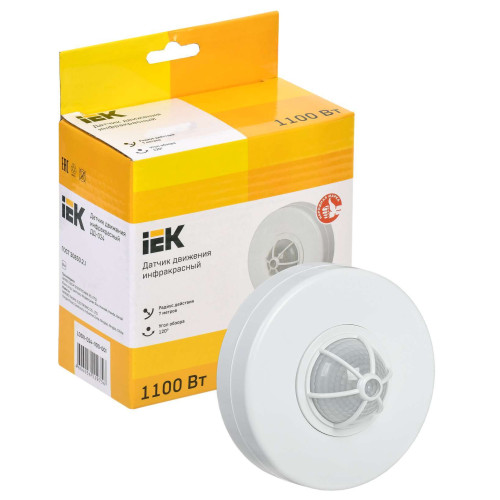 Датчик движения ДД-024 1100Вт 120-360град 6м IP33 белый IEK