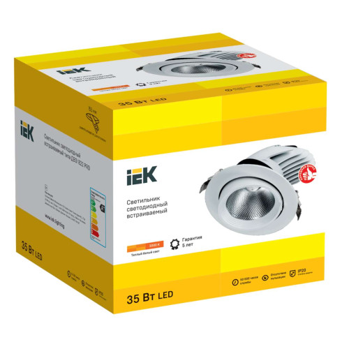 LIGHTING PRO Светильник светодиодный коленчатый ДВО 1822 35Вт 3000К IP20 круг белый IEK