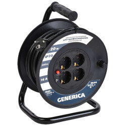 Катушка УК20 с термозащитой 4 места 2P+PE/20м 3х1,5мм2 GENERICA