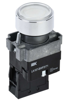 Кнопка управления LA167-BWF3171 d=22мм RC 1NO с подсветкой белая IEK