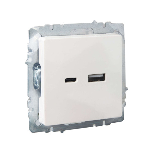 BRITE Розетка USB A+C 18Вт РЮ11-1-БрЖ жемчуг IEK