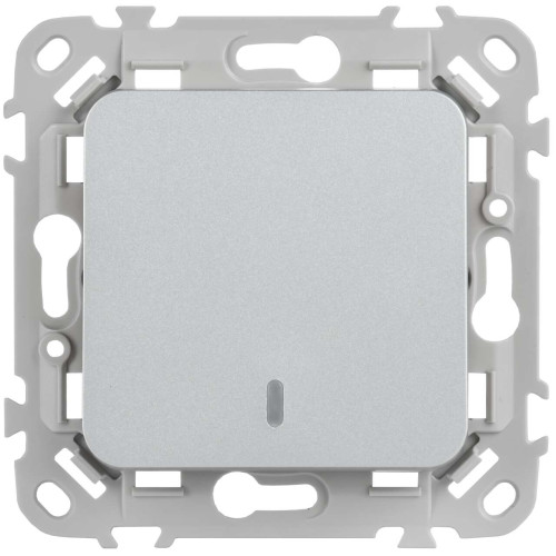 FLITE Выключатель 1-клавишный с индикацией 10А ВС11-1-1-ФлА алюминий IEK