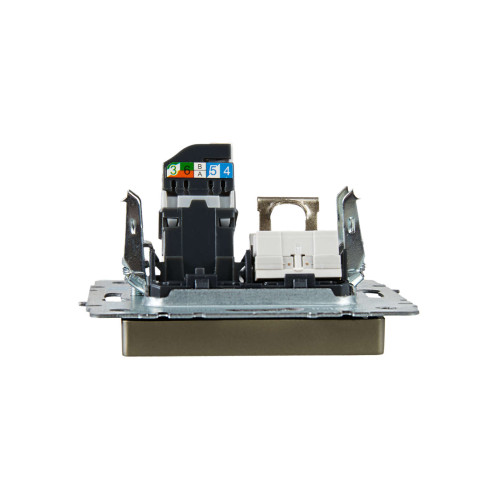 BRITE Розетка двойная RJ11+RJ45 кат.5E РК/Т12-БрШ шампань IEK