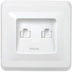 VEGA Розетка 2-местная компьютерная RJ45 кат.5е РК10-2-ВБ белый IEK