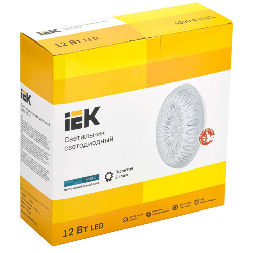 Светильник светодиодный ДПБ 2012 12Вт IP20 4000К круг белый IEK