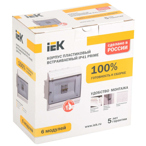 PRIME Корпус пластиковый ЩРВ-П-6 модулей встраиваемый белый IP41 IEK