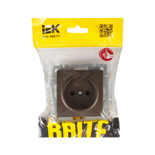 BRITE Розетка 1-местная без заземления с защитными шторками 10А РСш10-2-БрТБ темная бронза IEK