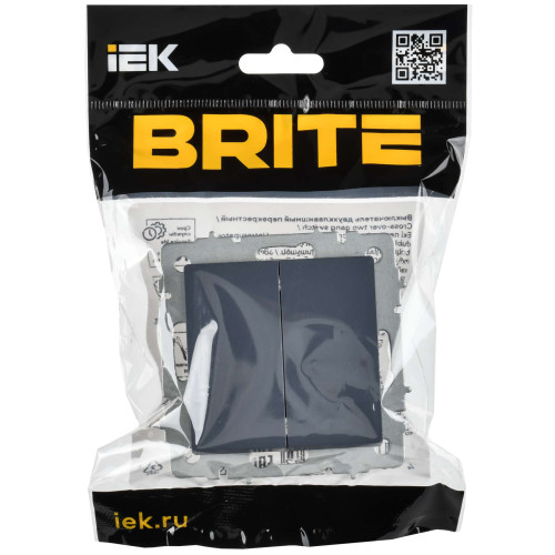 BRITE Выключатель 2-клавишный перекрестный 10А ВС10-2-3-БрМ маренго IEK