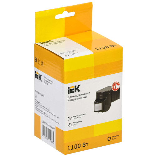Датчик движения ДД-012 1100Вт 180град 12м IP44 черный IEK