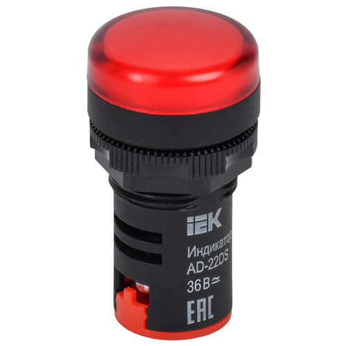 Лампа AD22DS(LED)матрица d=22мм красный 36В AC/DC IEK