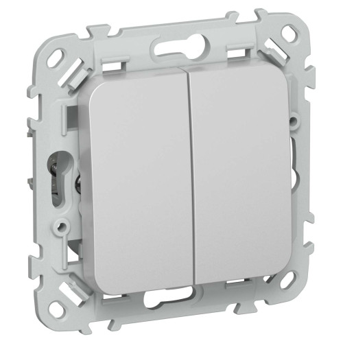 FLITE Выключатель 2-клавишный 10А ВС12-1-0-ФлА алюминий IEK