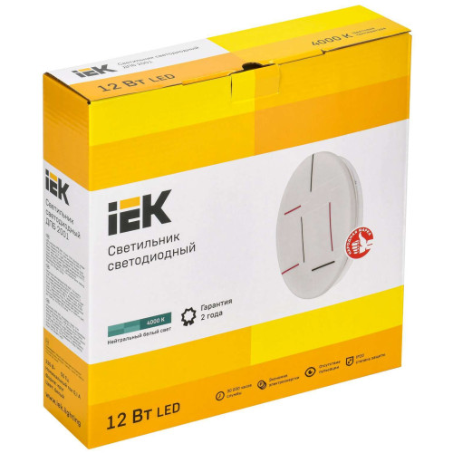 Светильник светодиодный ДПБ 2001 12Вт IP20 4000K круг белый IEK