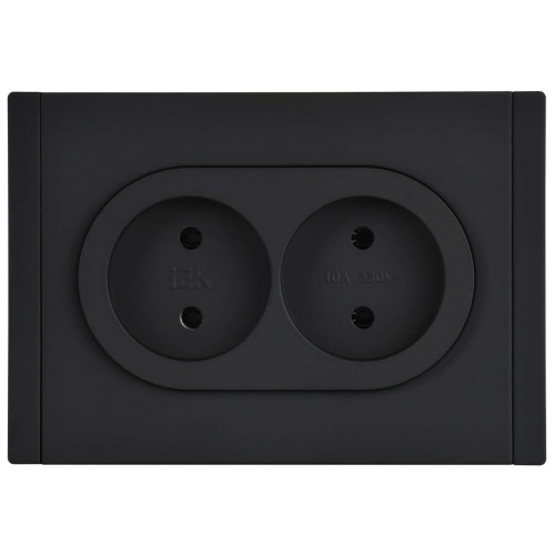 FORTE&PIANO Розетка 2-местная без заземления без защитных шторок безвинтовое крепление 10А FP126M металл черный IEK