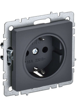 BRITE Розетка 1-местная с заземлением без защитных шторок 16А РС11-1-0-БрГ графит IEK