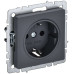 BRITE Розетка 1-местная с заземлением без защитных шторок 16А РС11-1-0-БрГ графит IEK