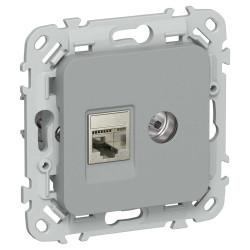 FLITE Розетка 2-местная RJ45/TV категория 5Е STP РКТВ5е-2-1-ФлС серый IEK