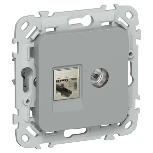 FLITE Розетка 2-местная RJ45/TV категория 5Е STP РКТВ5е-2-1-ФлС серый IEK