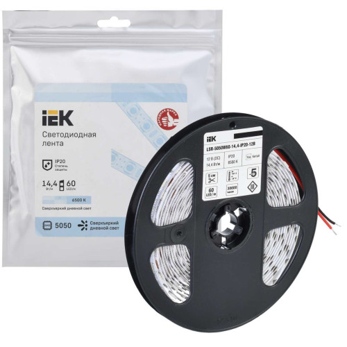 Лента светодиодная 5м LSR-5050W60-14,4-IP20-12В IEK