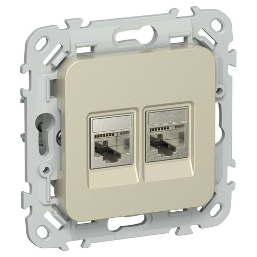 FLITE Розетка 2-местная RJ45/RJ11 категория 5Е/3 STP РКТ5е/3-2-1-ФлШ шампань IEK