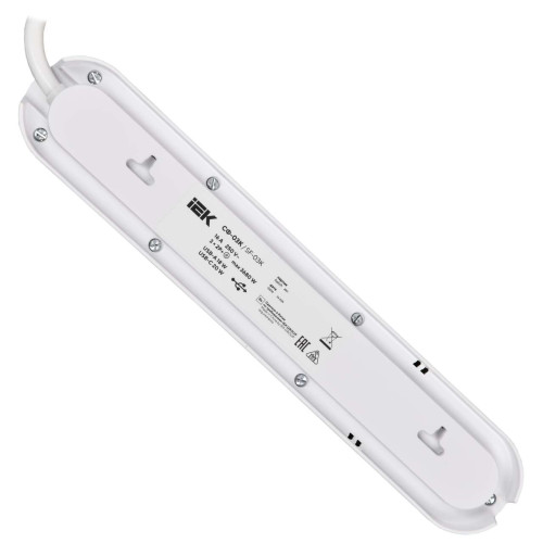 Фильтр сетевой СФ-03К 16А USB A+C 20Вт 1,5м 3х1,5мм2 черный IEK