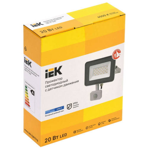 Прожектор светодиодный СДО 07-20Д с датчиком движения IP54 серый IEK