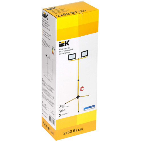 Прожектор светодиодный СДО 06-2x50Ш штатив 6500К IP65 черный IEK