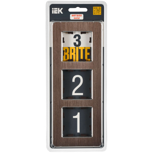 BRITE Рамка 3-местная РУ-3-1-Бр металл коричневый RE AL IEK