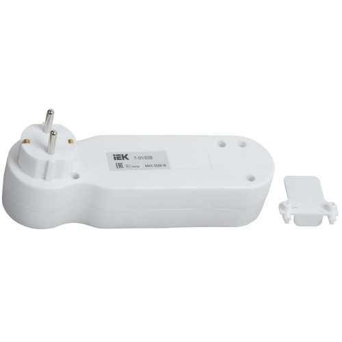 Тройник Т-01/03В 3 места с заземлением 16А с выключателем белый IEK