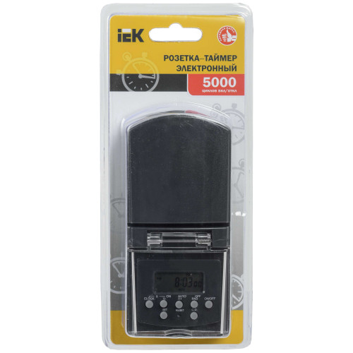 РТЭ-3 Розетка-таймер электронный 1мин 7дн 140on/off 16А IP44 черная IEK