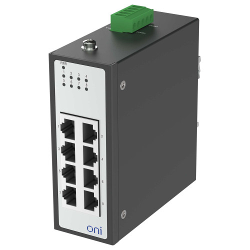 Коммутатор Ethernet промышленный неуправляемый ISU 8 портов 10/100/1000BaseT разъем RJ45 24В AC/12/24/48В DC с резервированием ONI