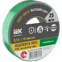 MIXTAPE 7 Изолента 0,15х19мм зеленая 25м IEK